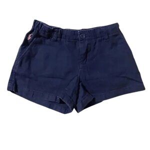 Ralph Lauren Shorts Girl 6 Navy Blue Flat Front Pink Pony Logo Adjustable Waist